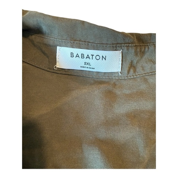 Babaton 2XL Utility Shirt Jacket Olive Green Tencel Lyocell Oversized Aritizia - Picture 5 of 13